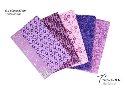 Tissu de Marie Fat Quarter Ametyst 50x57cm - 5 st